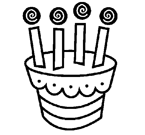 Cake with candles coloring page
