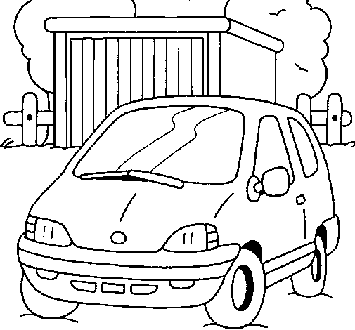 Car in the country coloring page