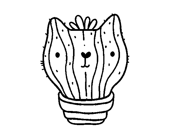 Cat cactus coloring page