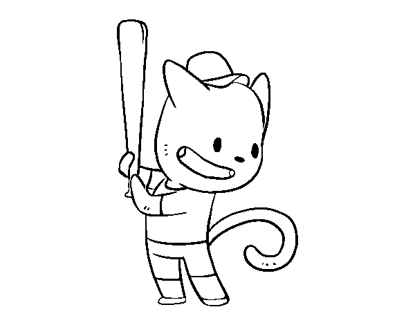 Cat hitter coloring page