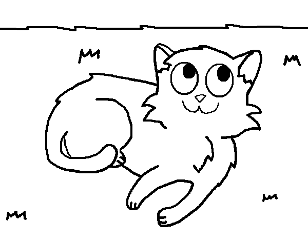 Cat lying coloring page