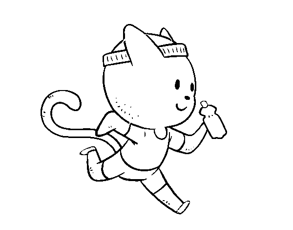 Cat runner coloring page