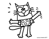 Cat with T-shirt coloring page