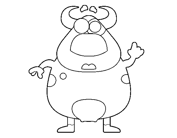 Cheerful cow coloring page