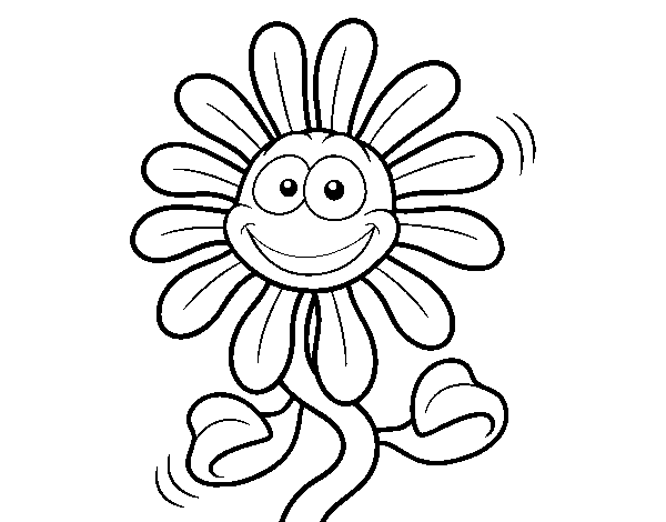 Cheerful flower coloring page