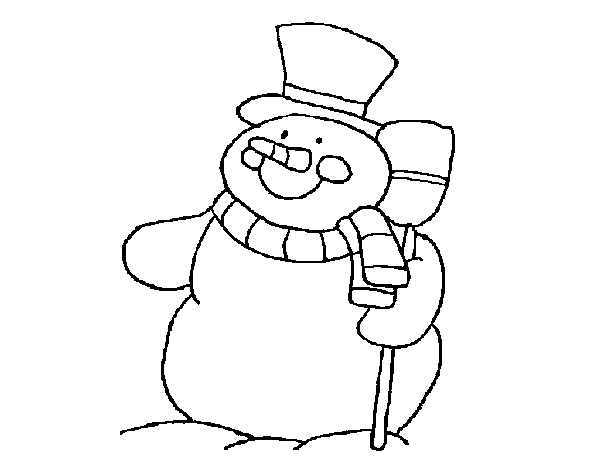 Cheerful snowman coloring page