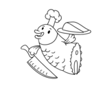 Chef Fish coloring page