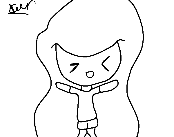 Chibi little girl coloring page
