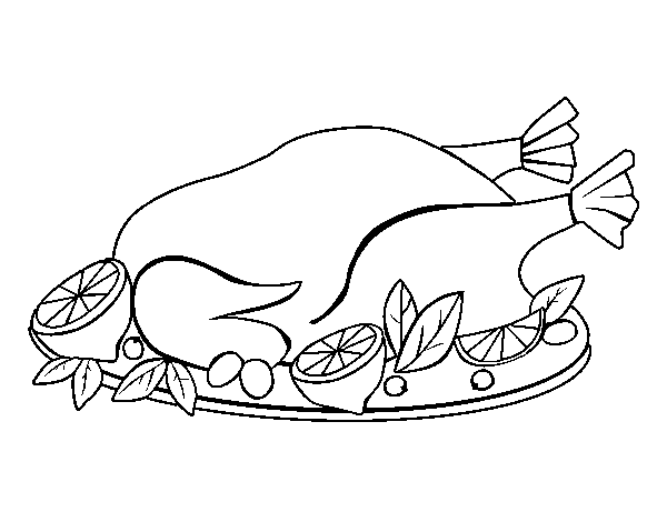 Chicken with garnish coloring page