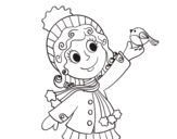  Child and bird in winter coloring page