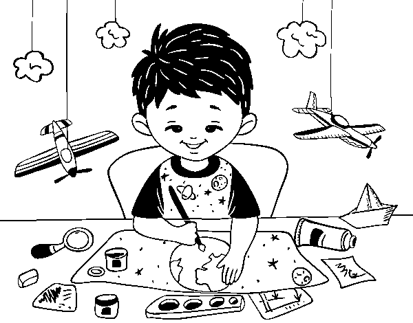 Child creativity coloring page