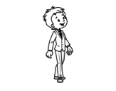 Child dressed in suit coloring page