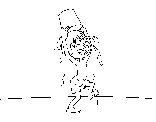 Child with bucket coloring page