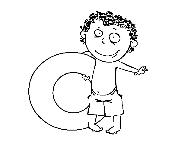 Child with float coloring page
