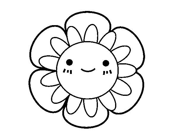 Childish flower coloring page