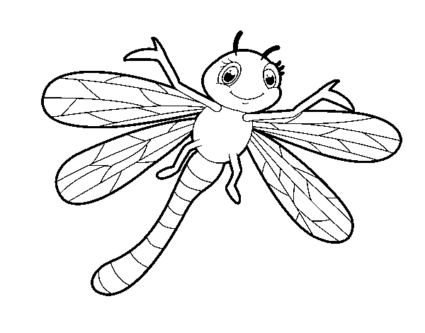 Children dragonfly coloring page