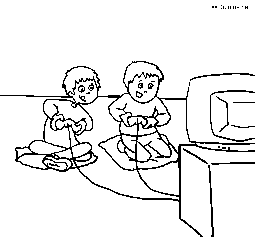 Children playing coloring page