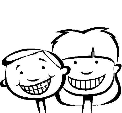 Children with healthy teeth coloring page