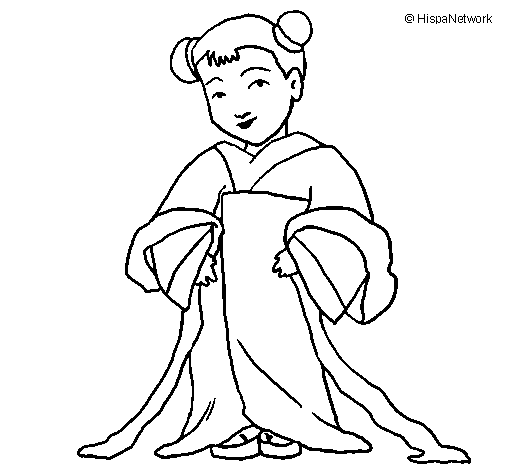 Chinese girl coloring page