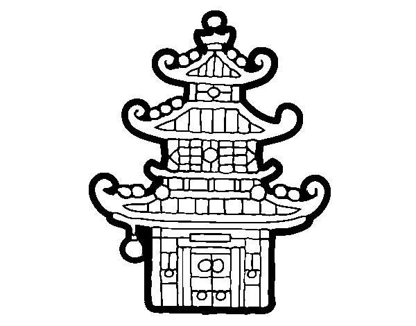 Chinese pagoda coloring page