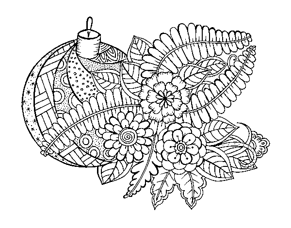 Christmas ball with decoration coloring page