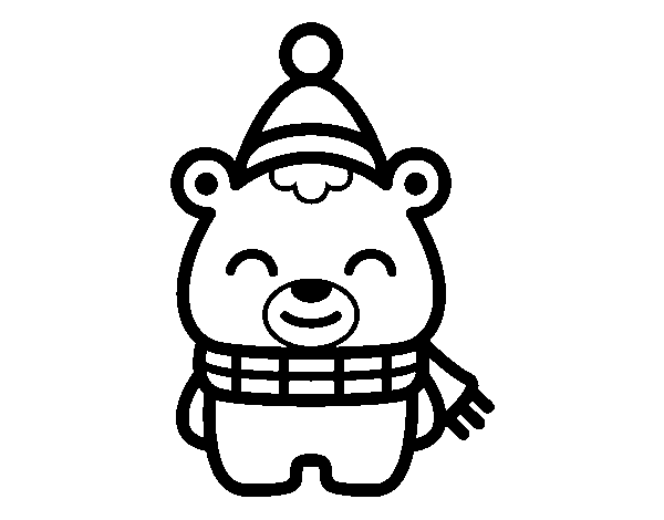 Christmas little bear coloring page