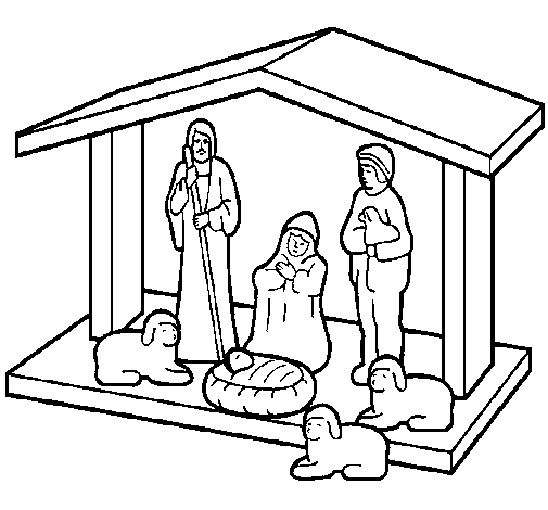 Christmas nativity coloring page