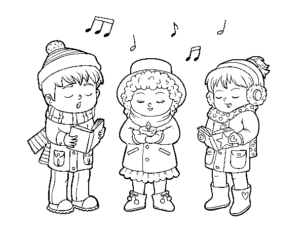 Christmas singers coloring page