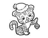 Christmas tiger coloring page
