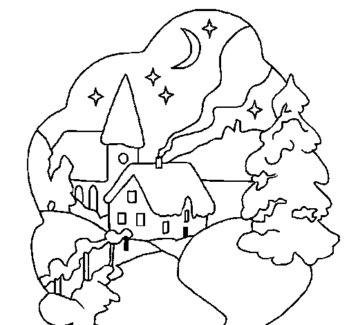 Christmas town coloring page