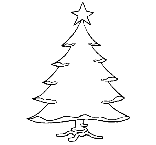 Christmas tree with star coloring page