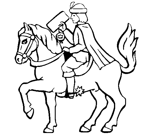Christmassy postman on horseback coloring page
