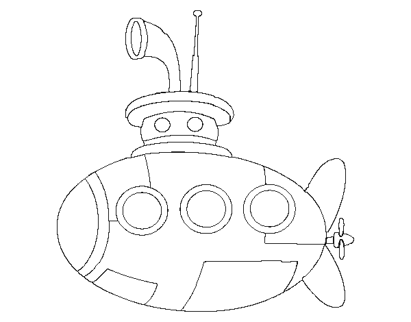Classic submarine coloring page