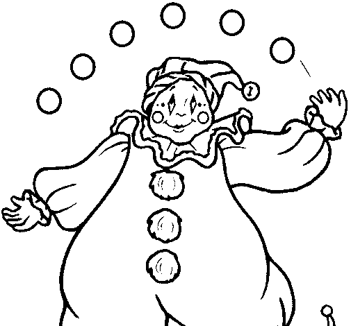 Clown with balls coloring page