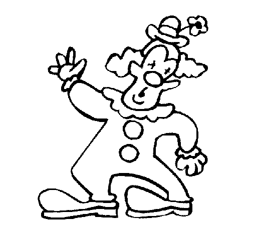 Clown with hat and flower coloring page