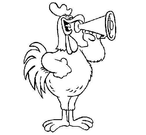 Cock with loudspeaker coloring page