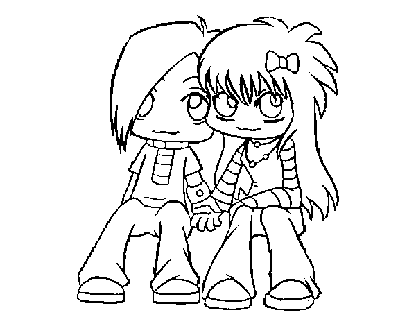 Couple Emo coloring page