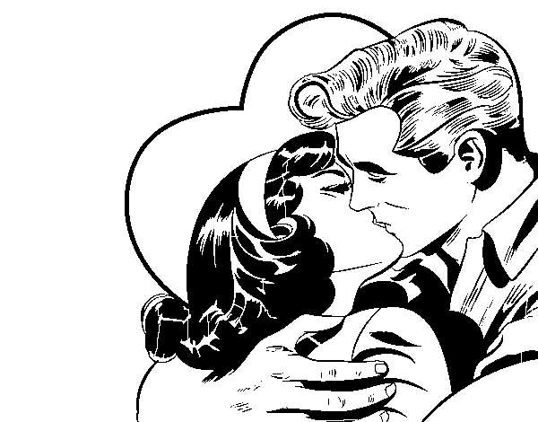 Couple kissing coloring page