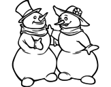 Couple of Snowmen coloring page