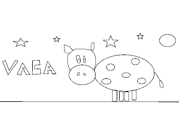 Cow and star coloring page