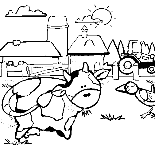 Cow on the farm coloring page