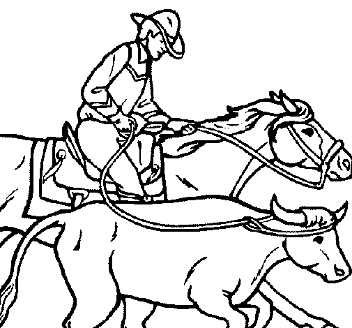 Cowboy and cow coloring page
