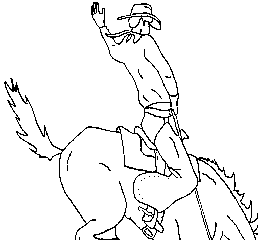 Cowboy on horseback coloring page