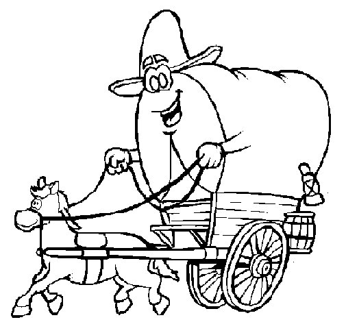 Cowboy wagon coloring page