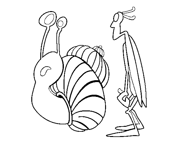Cricket and Snail coloring page