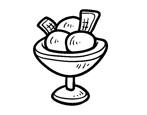 Cup with three balls of ice cream coloring page