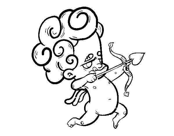 Cupid aiming coloring page