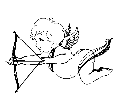 Cupid flying coloring page