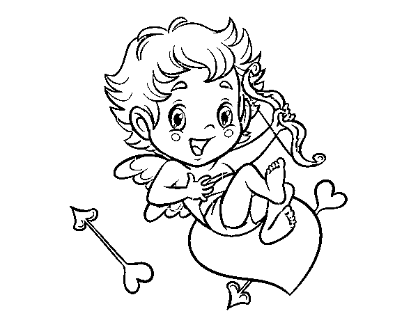 Cupid little boy coloring page