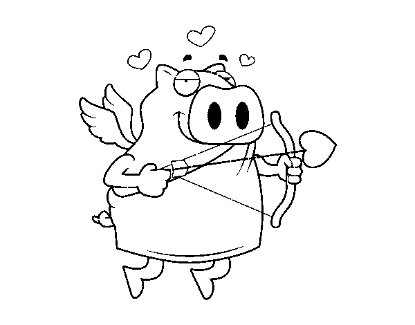 Cupid Piglet coloring page